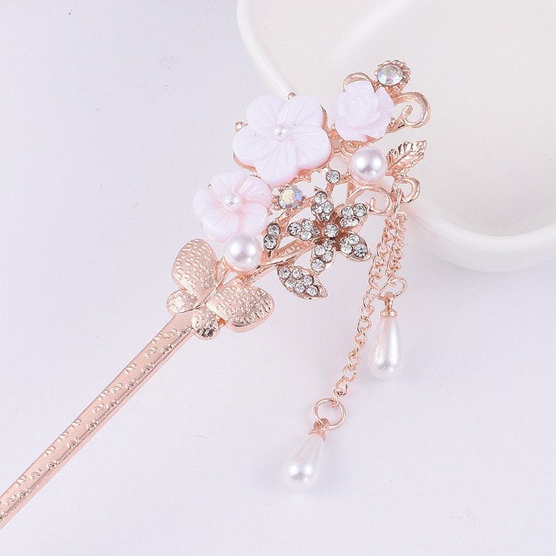 New floral tassel step hairpins, retro and elegant style hair hairpins, ancient-style Hanfu cheongsam hair accessories for women wholesale pic 20