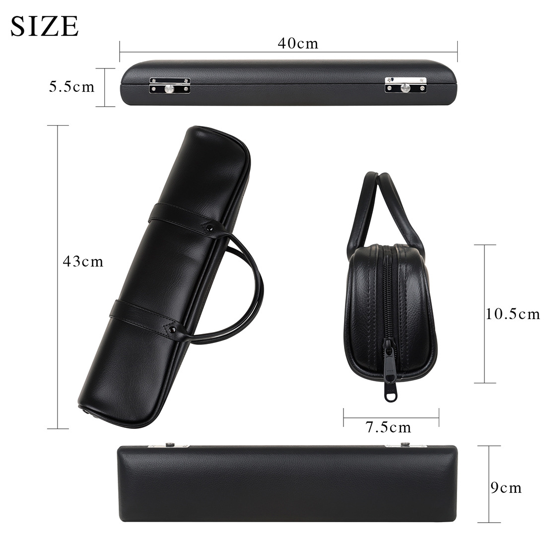High-end 16-hole flute leather case set, portable flute bag, flute storage box, woodwind instrument flute case wholesale pic 2