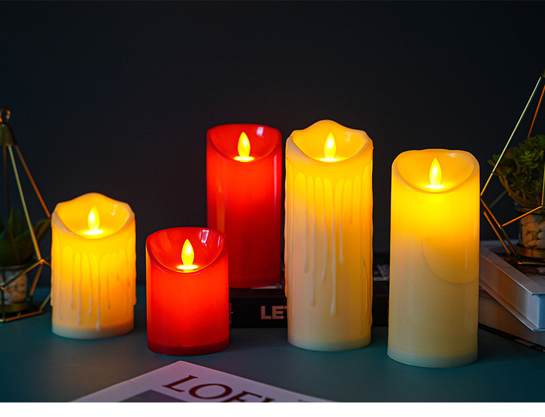 Wholesale of festive red electronic candles, led simulation swing large candle lamps, and household plastic candle lamps from the manufacturer pic 1
