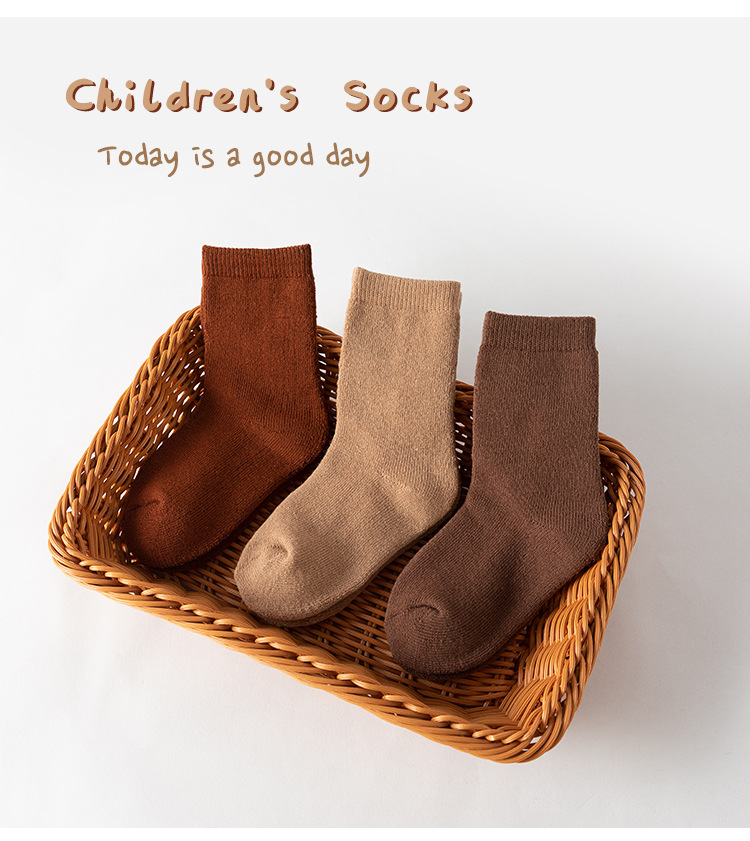 22冬季纯色宝宝棉袜小童加厚保暖毛巾短袜A类加弹男女童毛圈棉袜详情7