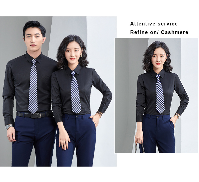Factory direct supply of long-sleeved white bamboo fiber shirts for men, blue workwear no-iron fitted shirts for women, both men and women pic 66