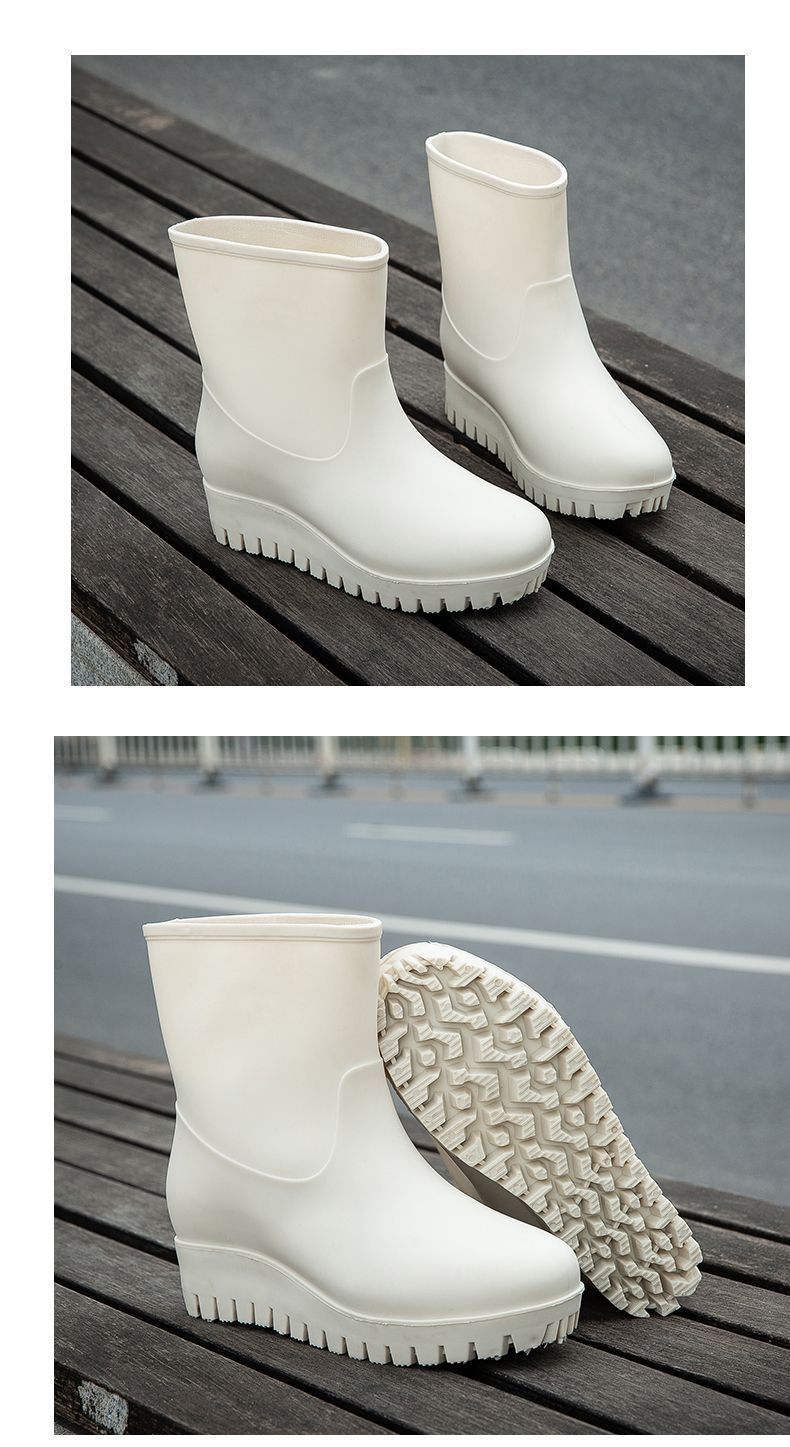 一件代发时尚雨靴女款时尚长筒水鞋防滑厚底增高胶鞋高跟工作雨鞋详情20