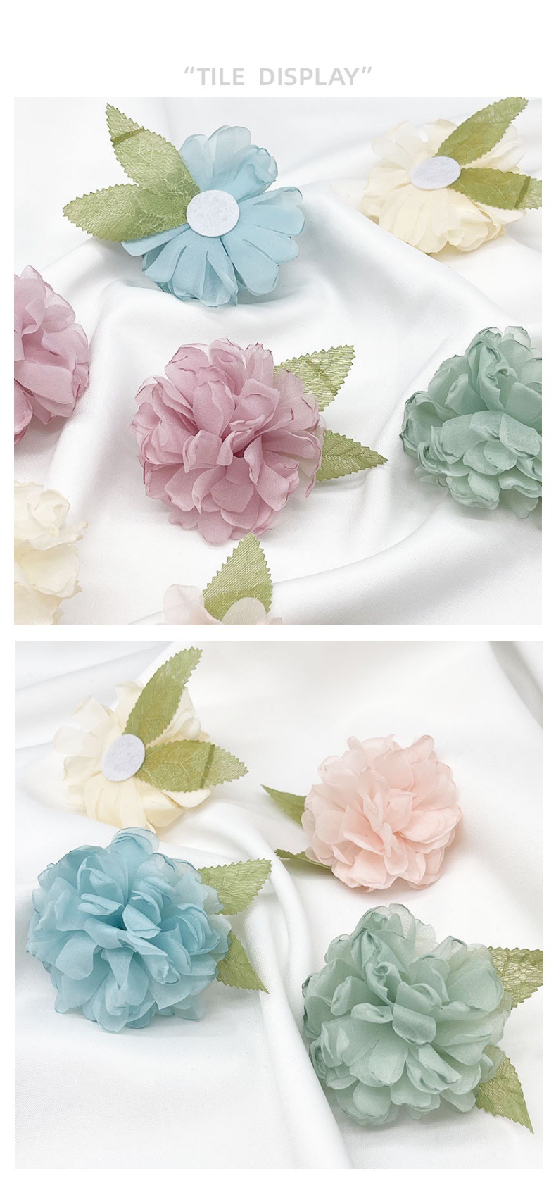 Chiffon fringed flowers, handmade flowers, diy accessories, headwear, clothing, semi-finished product accessories, three-dimensional fabric flower accessories pic 10