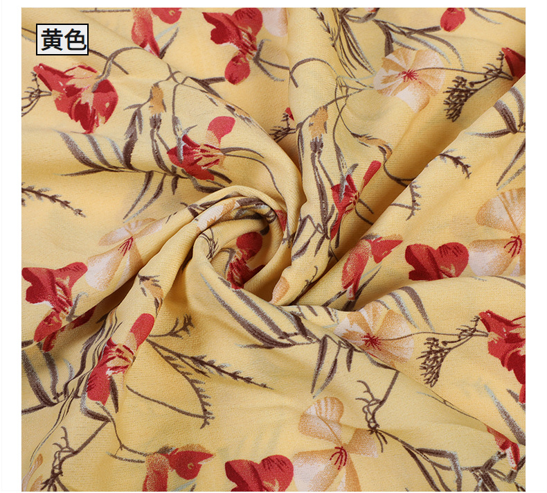 Spring new clothing fabric in stock wholesale: Korean silk-screened dress plain weave polyester shuttle fabric pic 17