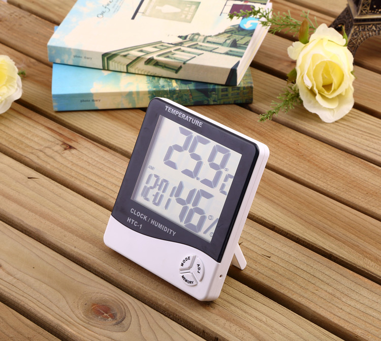 HTC-1大屏幕家用温度计温湿度计高精度室内电子温度计带电子闹钟详情28
