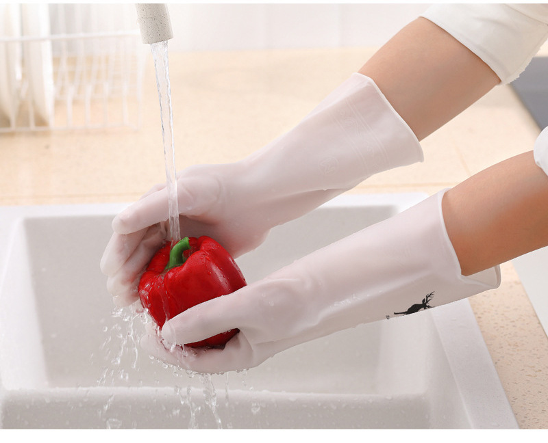 家务洗碗手套透白洗衣防水胶皮家用清洁橡胶防滑耐用薄款厨房批发详情3