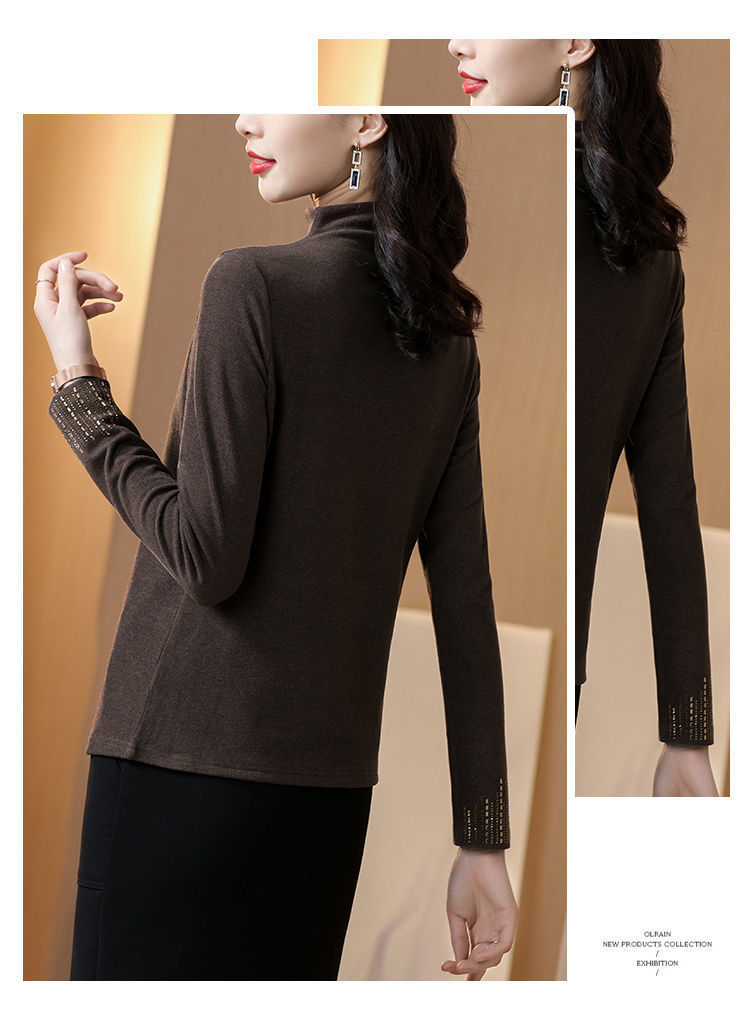 2022双面德绒打底衫女秋冬加厚长袖烫钻上衣女修身潮详情14