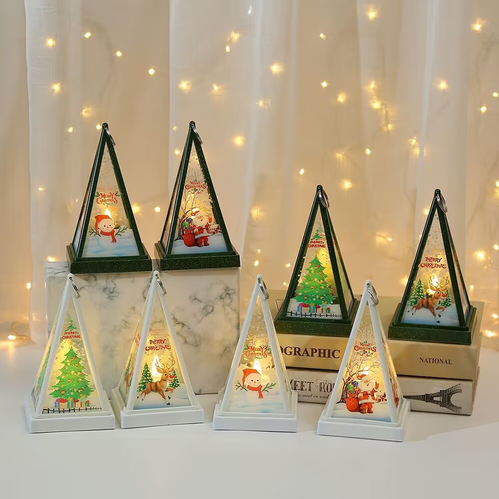 New Christmas decorations: Hand-held triangular wind lamps, night lights, pendants, LED electronic candles, candlestick lights pic 17