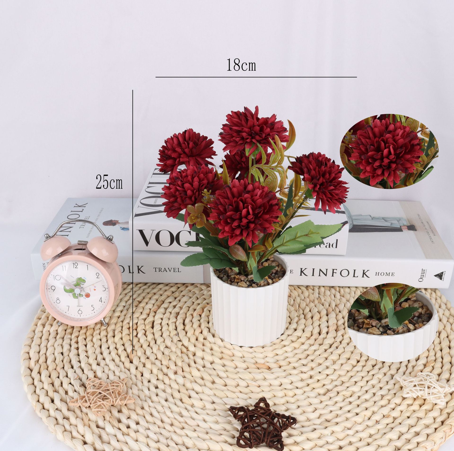 仿真秋刺菊盆栽/仿真花盆景/仿真花创意内室小摆件/亚马逊厂家直详情5