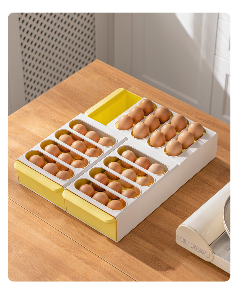 Household kitchen drawer-type fresh-keeping egg box, food egg organization rack, pop-up lift, creative refrigerator egg tray pic 10