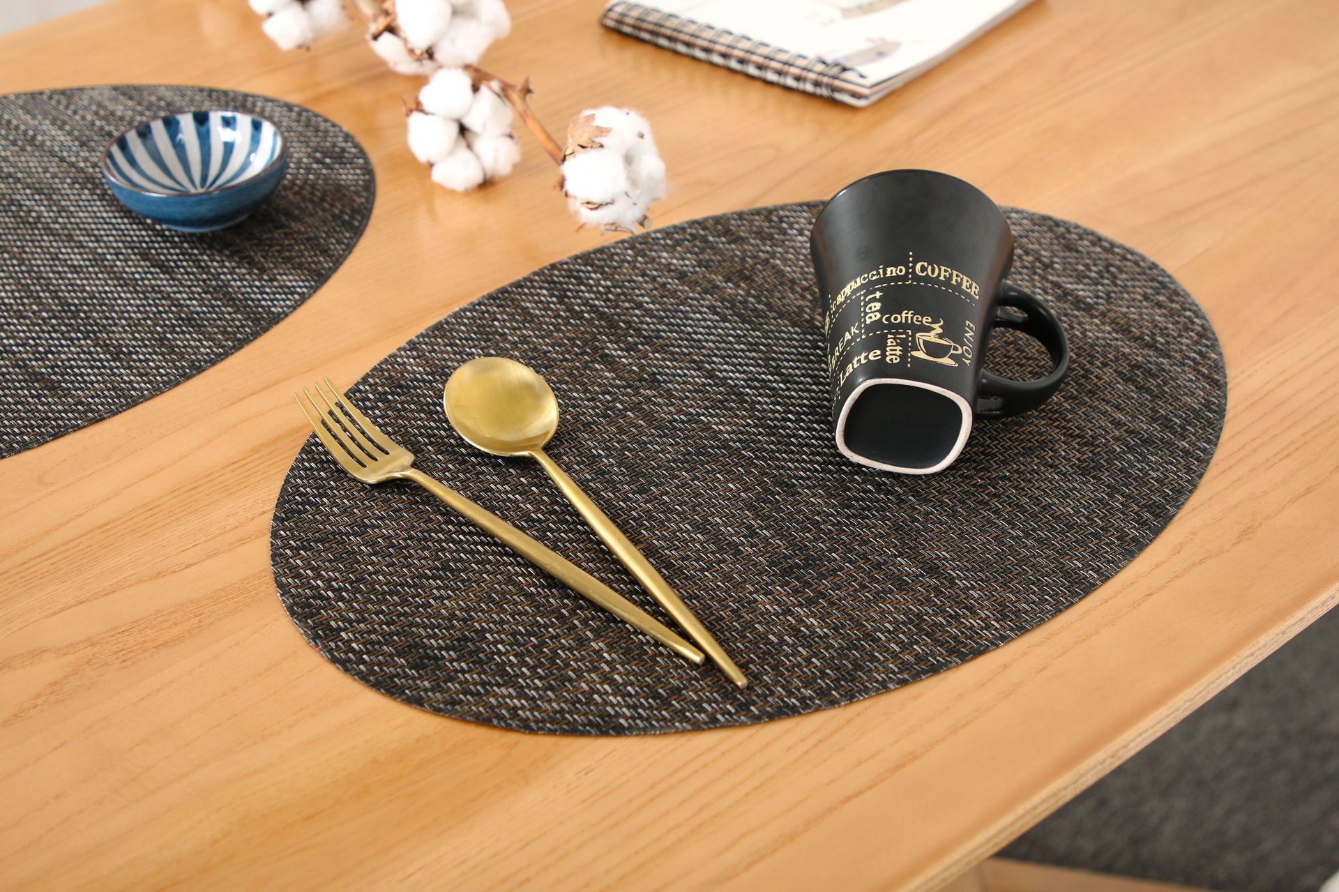 Coffee table MATS, table MATS, Japanese-style PVC simple oval table MATS, striped tablecloths, tablecloths, bowl MATS, heat insulation MATS, table MATS pic 4