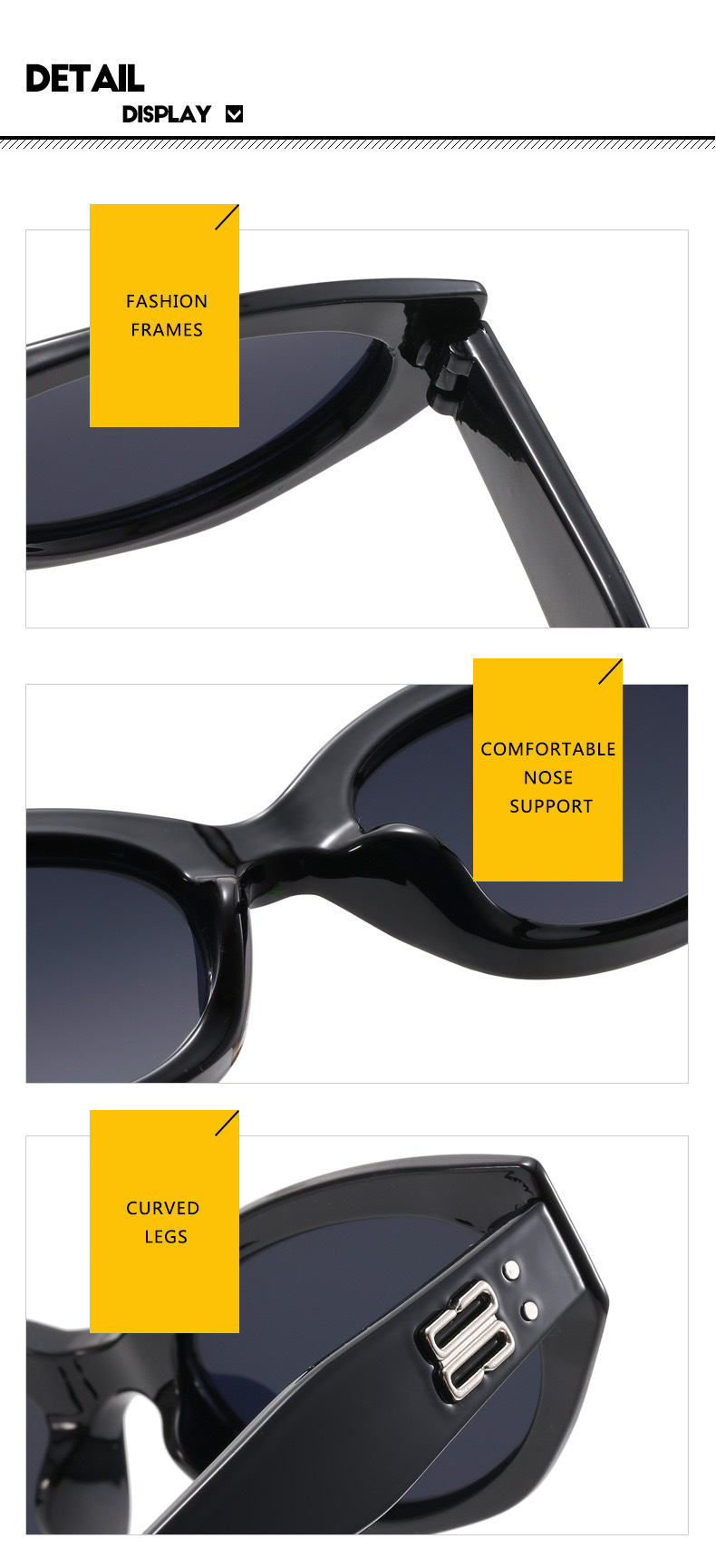 2023新款小框时尚太阳镜千禧风简约气质墨镜女小香风街拍眼镜批发详情10