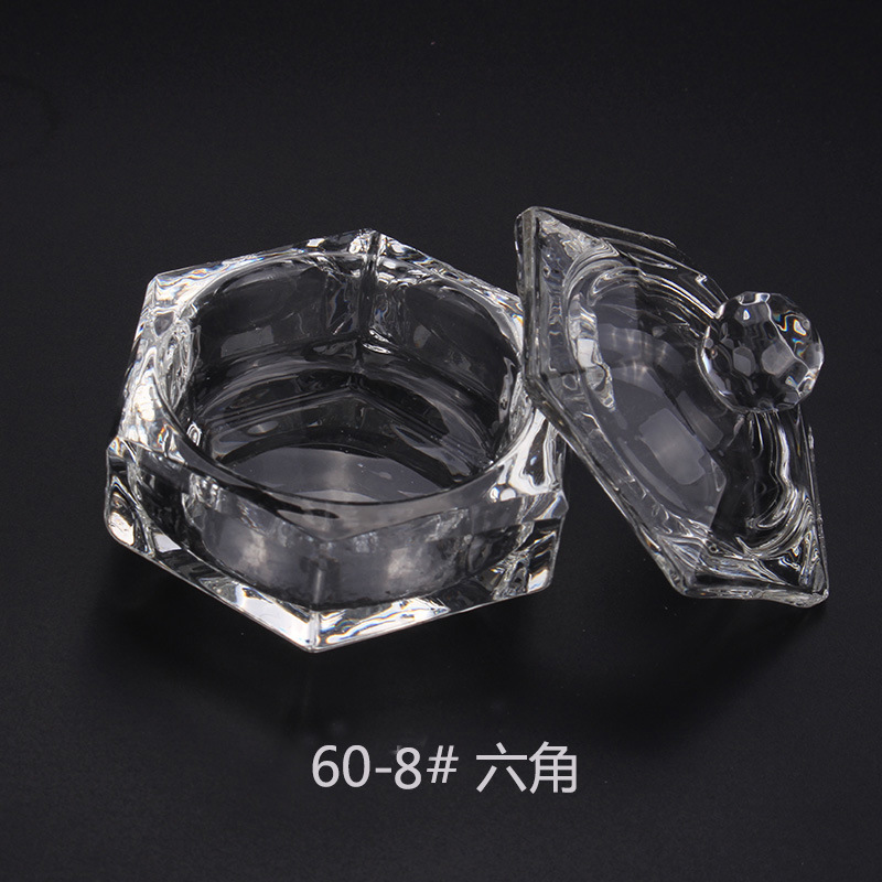 Cross-border exclusive glass crystal cups with LIDS for nail art, irregular-shaped crystal cups, and special octagonal cups for holding crystal liquid pic 18