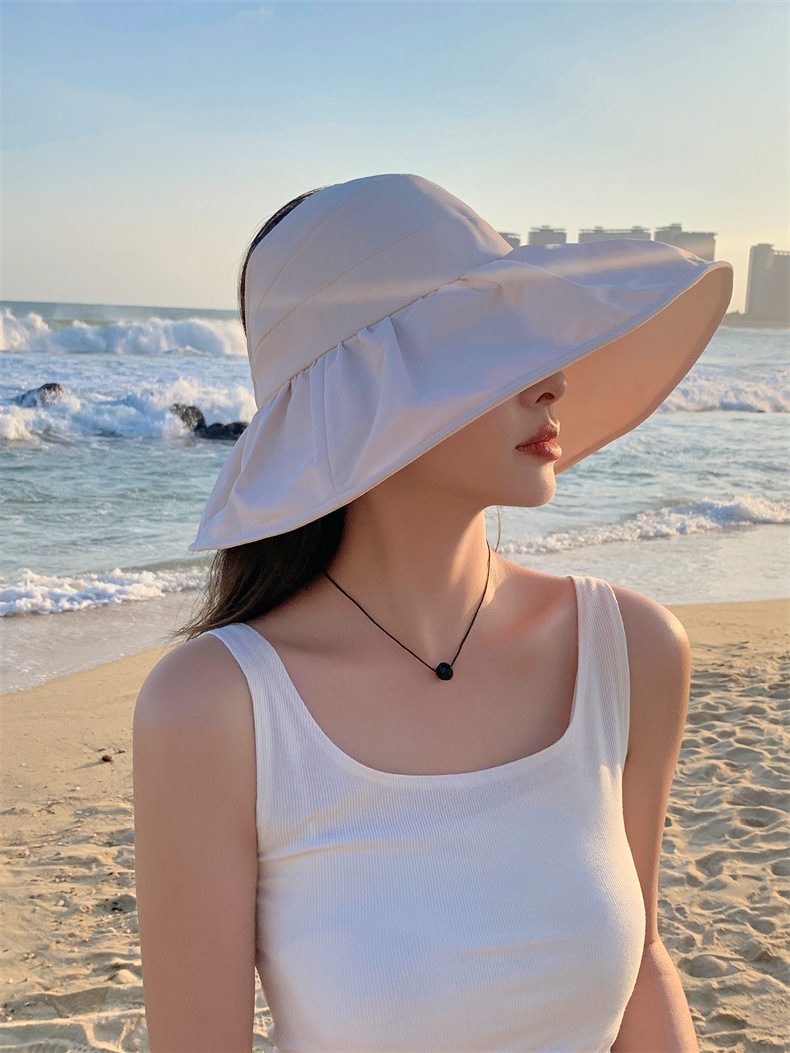 遮阳帽子女士夏季大沿防晒空顶帽户外可折叠运动防紫外线渔夫帽潮详情18