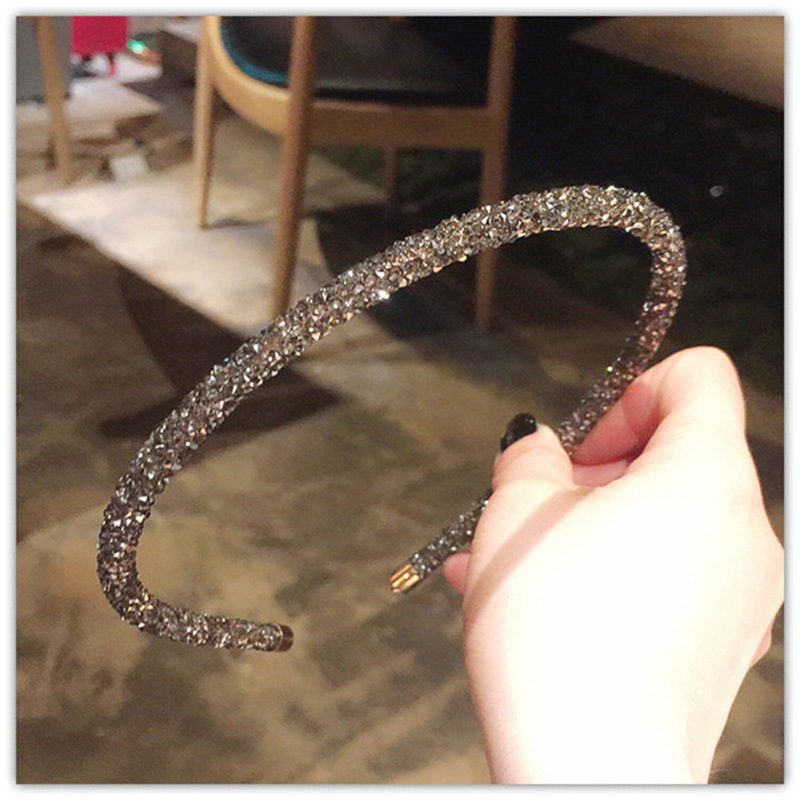 Cross-border hair accessories: Korean style slender water diamond super sparkling hair band, versatile, elegant and simple headband hair clip pic 14