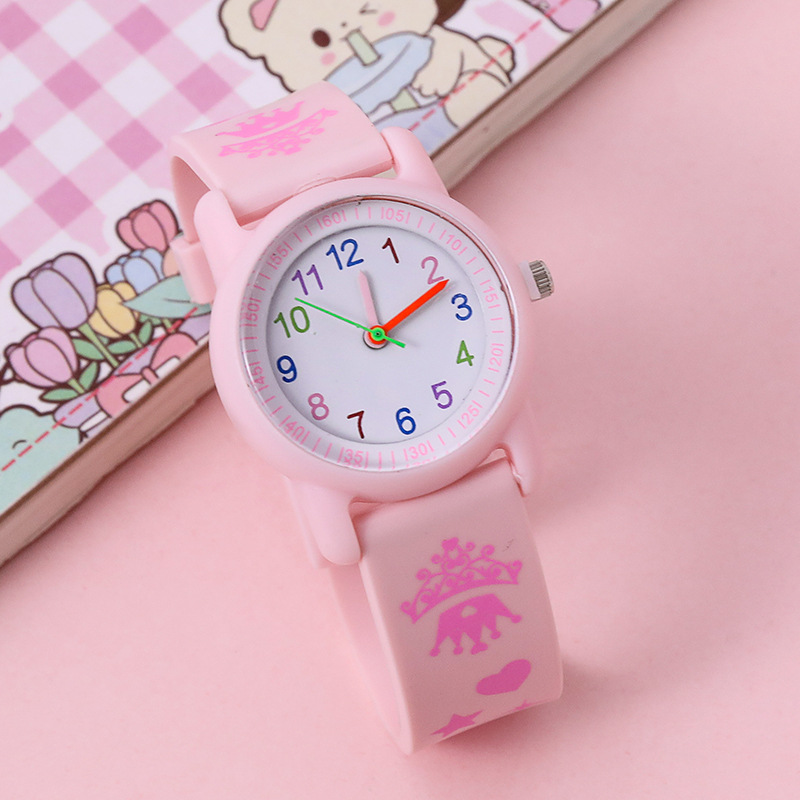 新款儿童石英表小学生可爱硅胶手表彩色卡通电子手表批发详情6