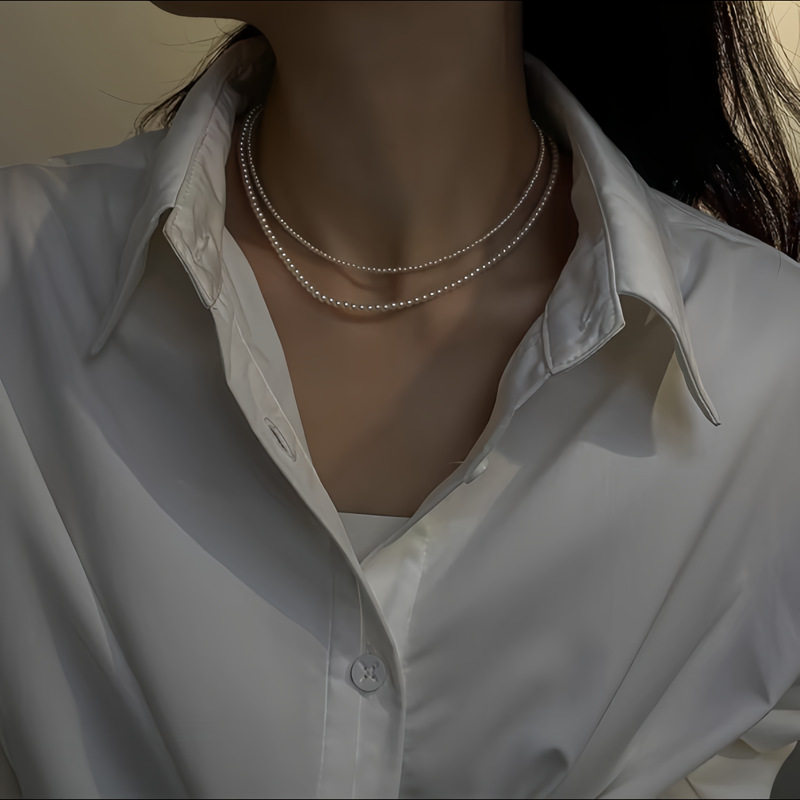 施家仿澳白珍珠项链女轻奢小众高级感春夏气质叠戴锁骨颈链2024详情27