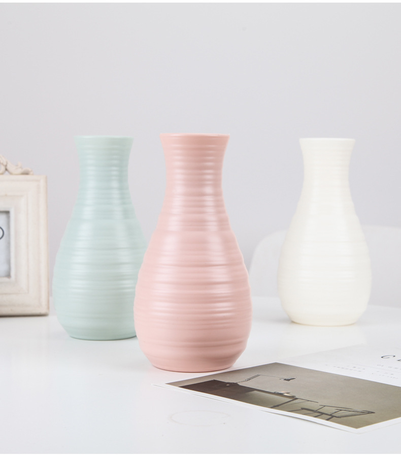 Nordic color vases, modern and simple plastic vases, creative living room decorative items, home imitation porcelain vases pic 5