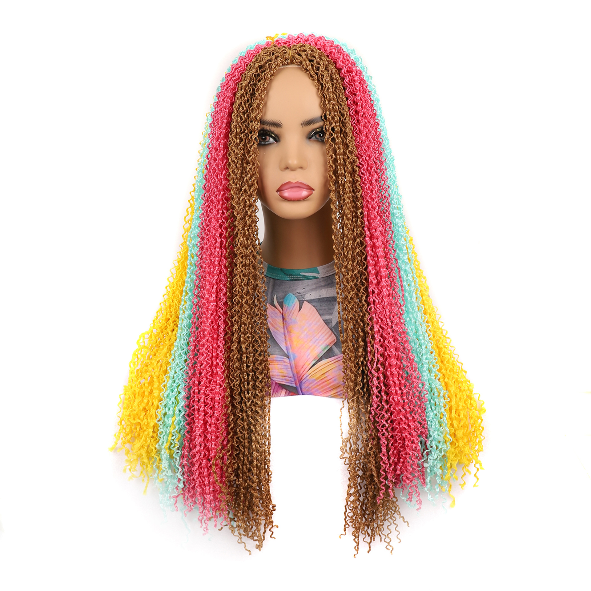 Synthetic fiber braids, colorful dirty braids, zizi, colorful curved fine three-strand braids, slender three-strand braids, dirty braids, crochet hair pic 2