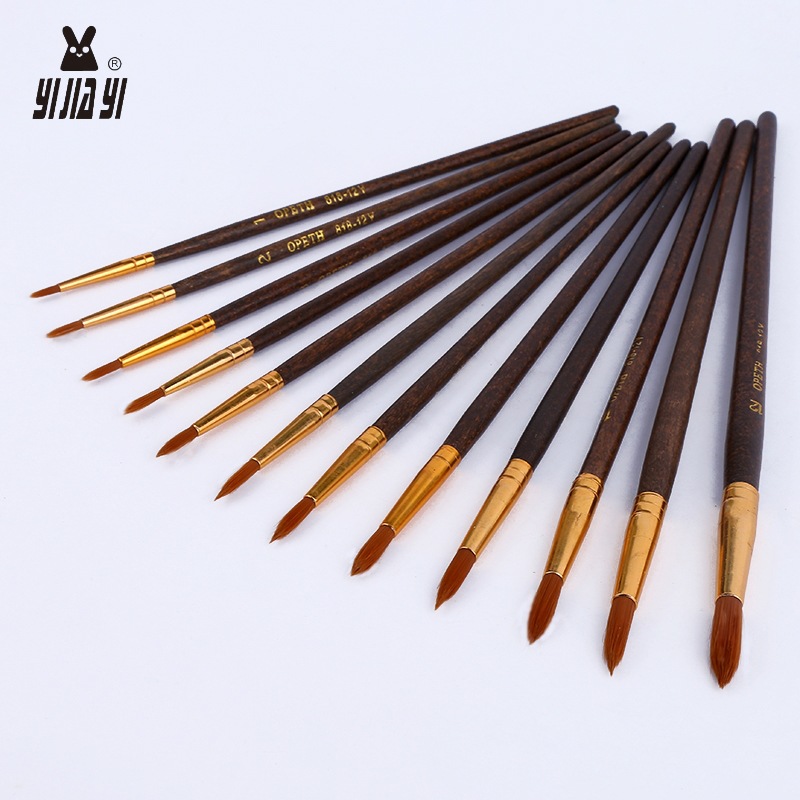 12 bamboo handle nylon bristle colored oil paint pointed brushes are selling well in wholesale trade from the manufacturer pic 11