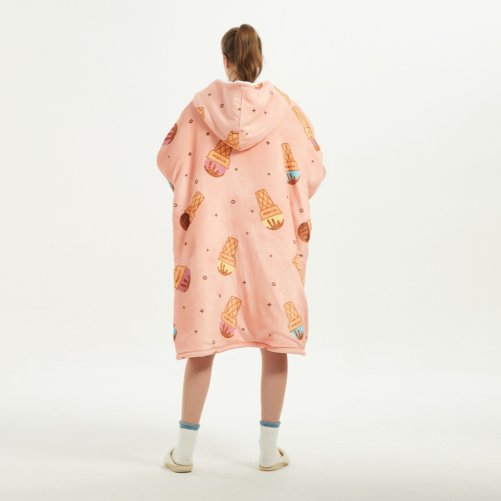 鹏民懒人套头抓绒服连帽电视毯户外衣保暖睡袍懒人毯防寒衣现货批2023新款详情4