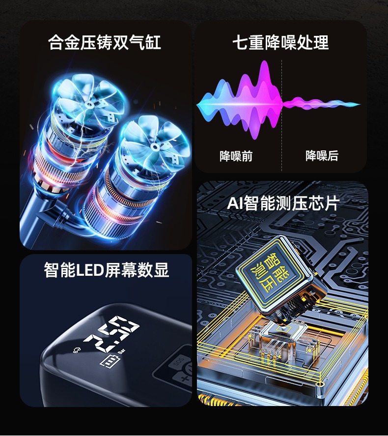 车载充气泵 汽车便携式无线打气泵电动轿车用轮胎打气筒跨境专供详情19