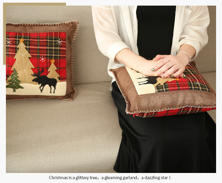 New Christmas decoration items: checkered fabric pillowcases, patchwork pillowcases, reindeer mini pillowcases pic 7