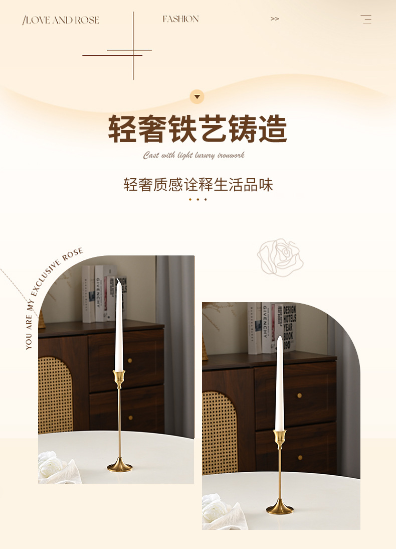 Light luxury style metal candlestick, candlelight dinner, single-head design, creative and romantic date. Direct supply from the manufacturer pic 2