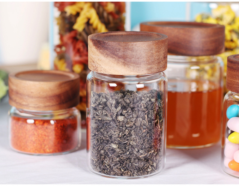 批发蜂蜜螺纹口透明玻璃瓶储物罐厨房食品级杂粮收纳咖啡豆密封罐详情29