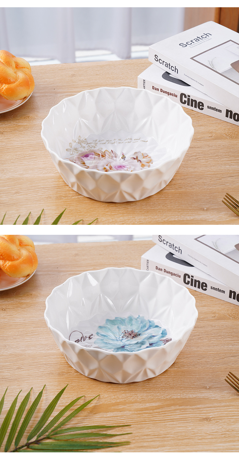 2023 Best-selling fruit plate: Round rhombic, home living room imitation porcelain fruit plate, living room melamine fruit plate LOGO pic 21