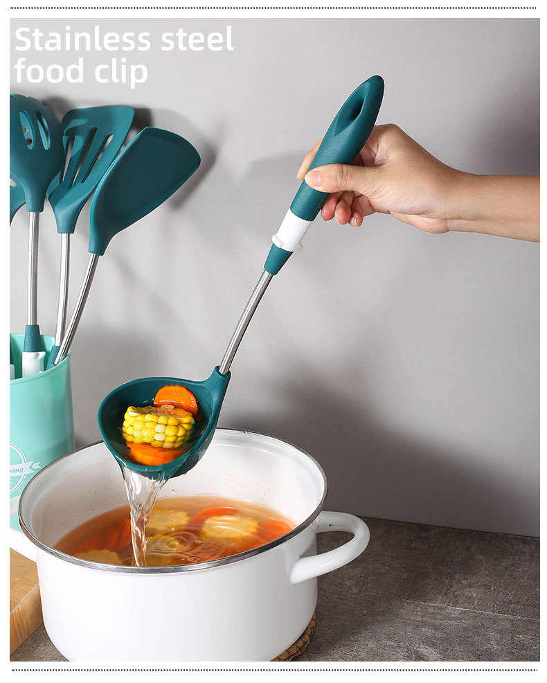 不锈钢硅胶7件套厨具组合厨房用具锅铲汤勺家用不粘锅厨具套装详情4