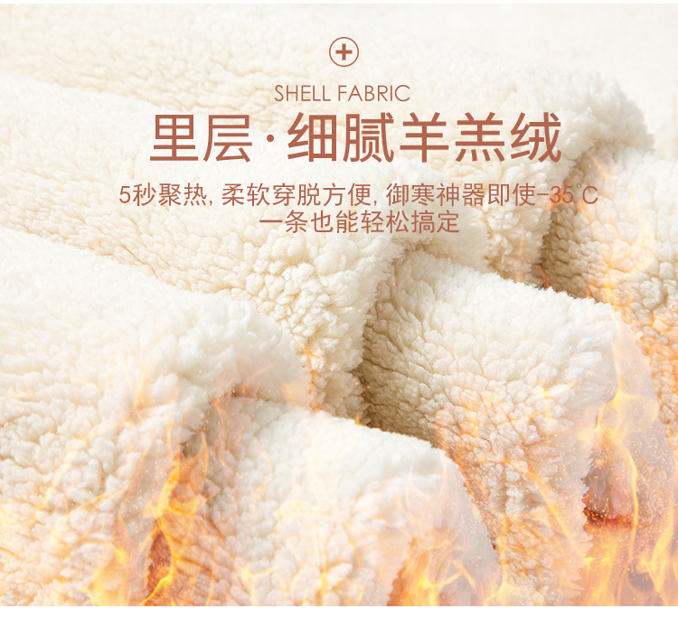 Extra-thick lambskin leggings for women in autumn and winter, with added fleece and thickened outerwear, high-waisted one-piece pants, large-sized warm cotton pants from Northeast China pic 7