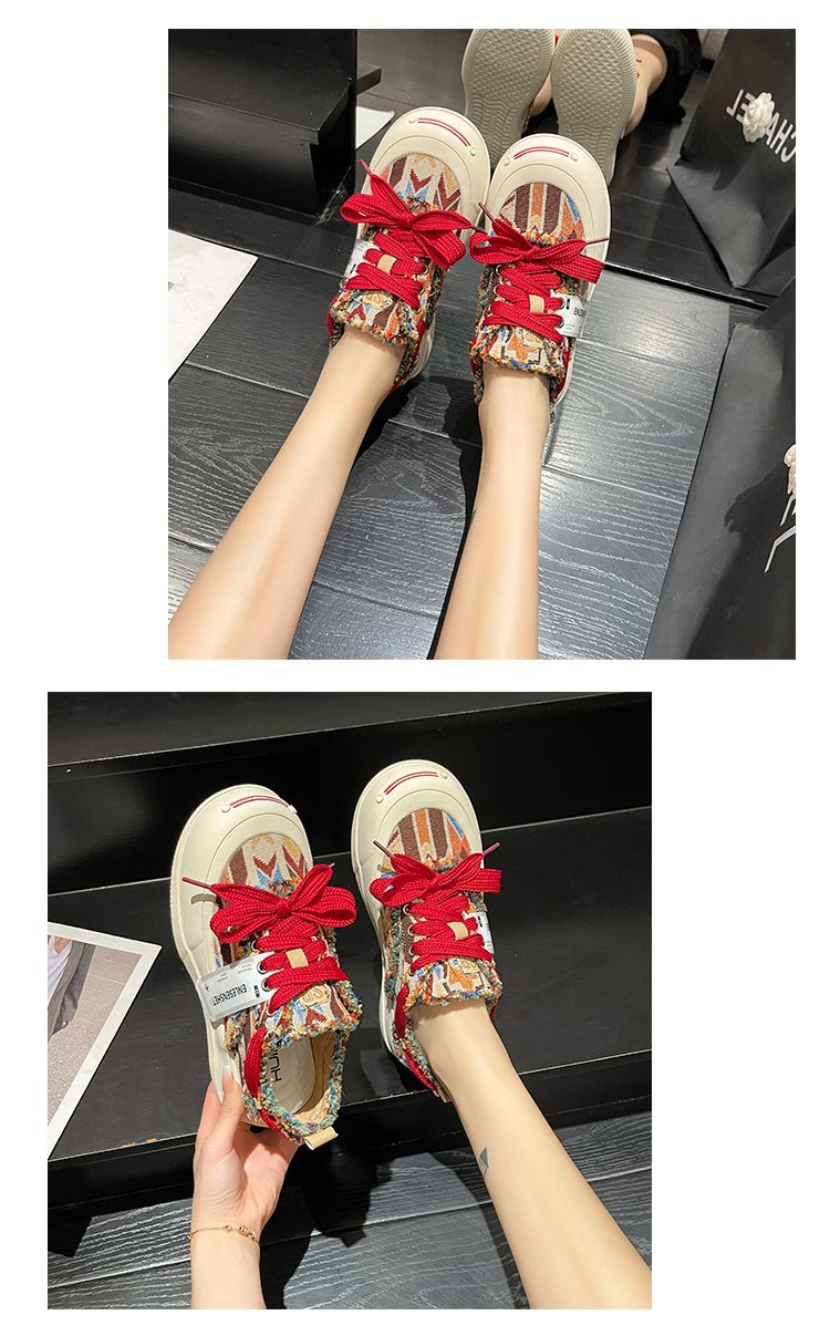 小众设计拼色帆布鞋女厚底休闲板鞋2023年新款春秋季韩版丑萌女鞋详情27