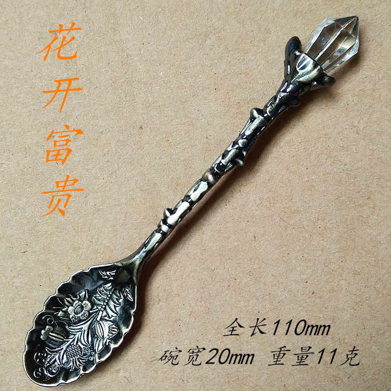 Retro European court tableware 6-piece set: fruit fork, cake fork, pomegranate flower, coffee spoon, small spoon, gold and silver, bronze, dessert spoon, dessert fork, coffee mixing spoon, tableware, ice cream spoon, fork spoon pic 43