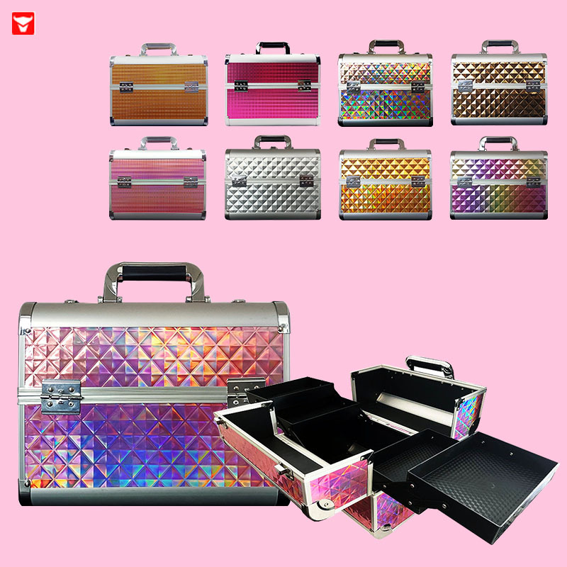 Manufacturer wholesale portable beauty, hairdressing, tattoo, hand-held aluminum alloy nail cases and makeup cases specially designed for home makeup artists pic 1