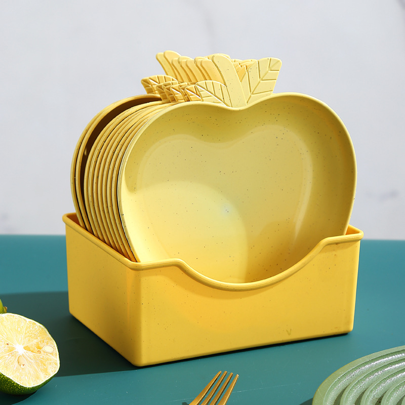 Wheat straw creative apple plates, household plastic fruit dessert, nut and vegetable plates, gift wholesale pic 20