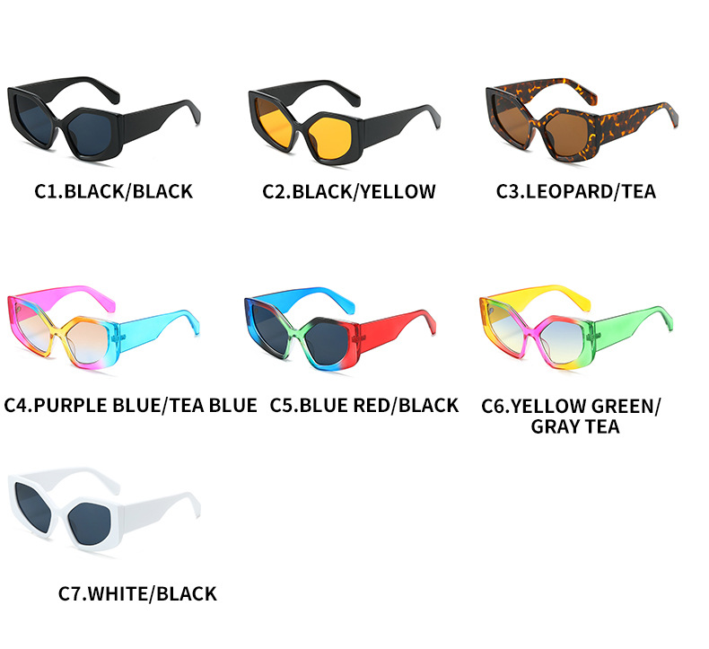 2023跨境新款猫眼太阳镜 欧美亚马逊新品热款个性炫彩彩虹色墨镜详情6