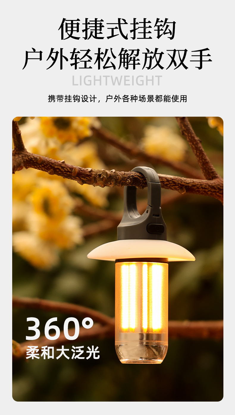 新款便携多功能露营灯 双光源二合一手电筒 户外氛围帐篷灯野营灯详情6