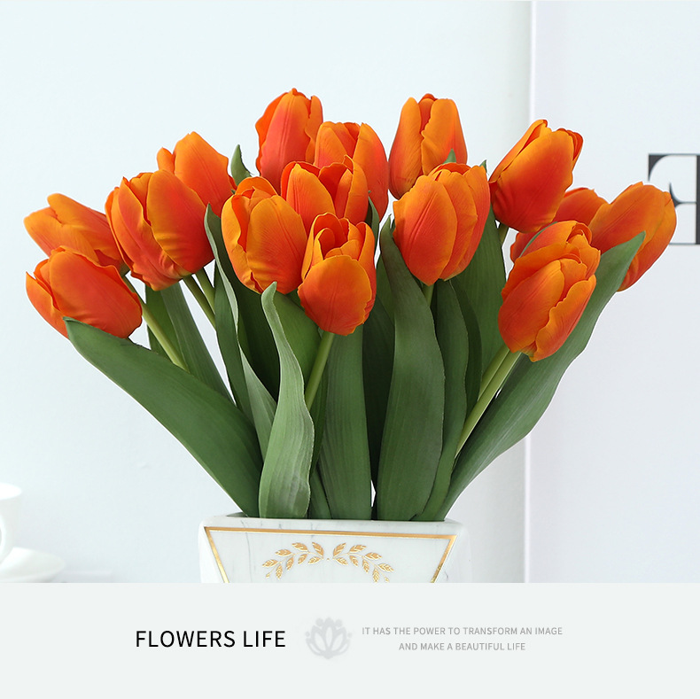 LAN Kwai Fong high-end artificial flowers with moisturizing touch, tulip photography ornaments, home decoration artificial flowers factory direct sales pic 14