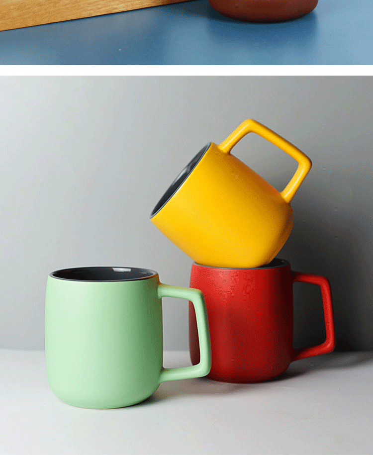 Simple cork bottom mugs, printed water cups, advertising ceramic cups, opening event gift cups, colored glazed coffee cups pic 13