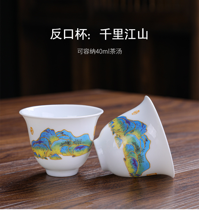 Ceramic travel tea set portable bag, Quick Cup, one pot, three cups, Kung Fu tea set gift set with LOGO printing pic 28