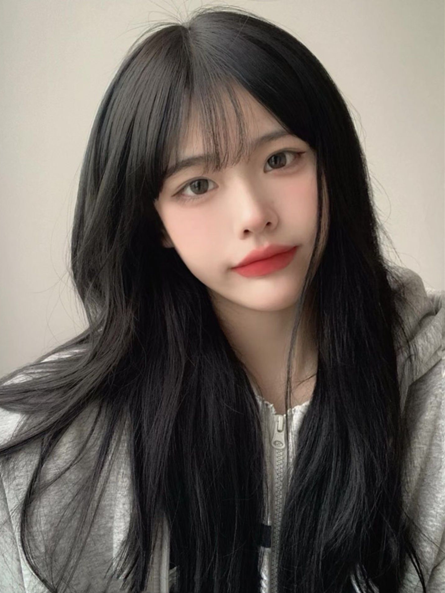 Bubble bean wig, long female hair, cold heart, straight hair, Internet celebrity cosplay air bangs, daily natural full head set pic 6