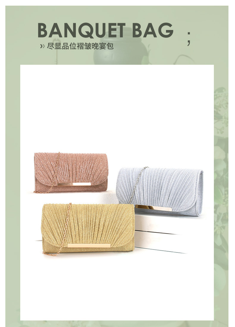工厂跨境手拿晚宴包褶皱时尚宴会晚装包百搭女士手拿包包现货批发详情1