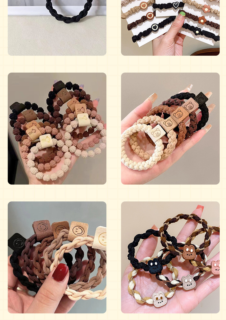 批发价零售新款麻花辫子头绳发圈女高级感皮筋扎发女士高马尾发饰详情12