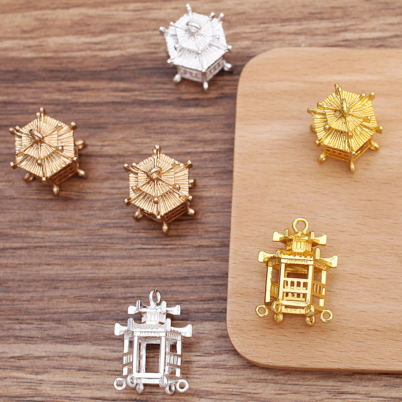 Antique style new alloy small pavilion and small house, ancient bride pagoda headwear material (09870) pic 8