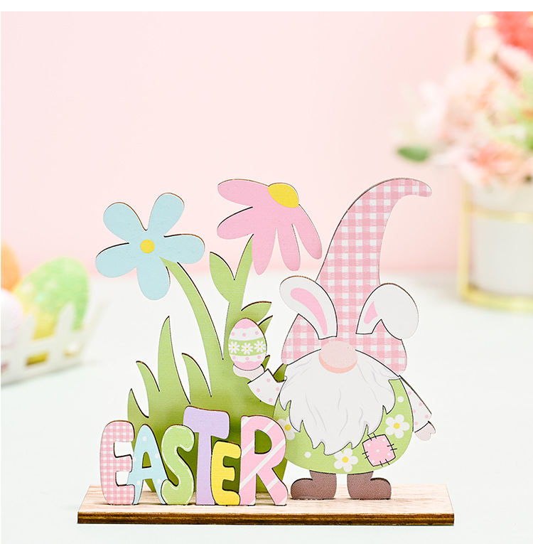 New cross-border Haobei Easter decorations, Easter wooden printed ornaments, Easter atmosphere setting pic 12