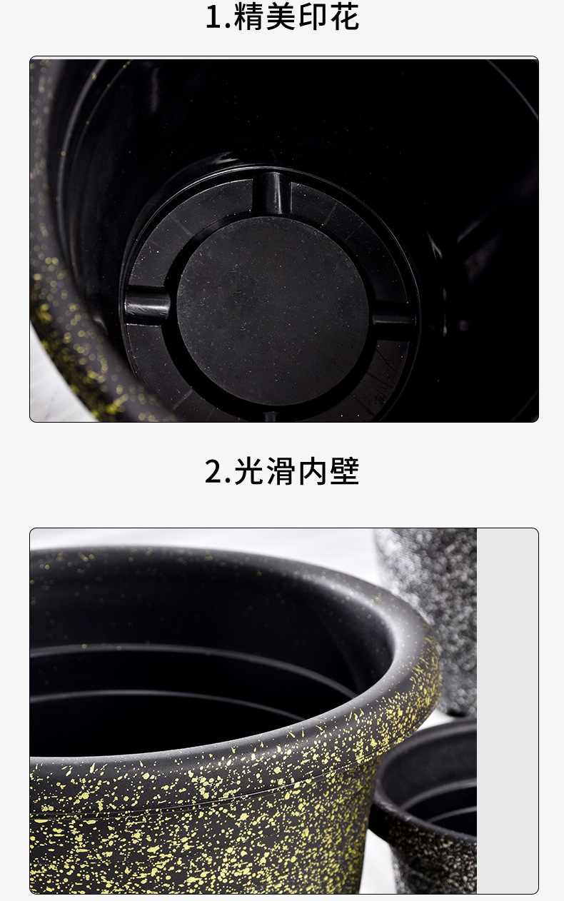 New spray-painted threaded imitation marble flower POTS, thickened resin plastic flower POTS, balcony and hotel green plants, gallon POTS pic 15