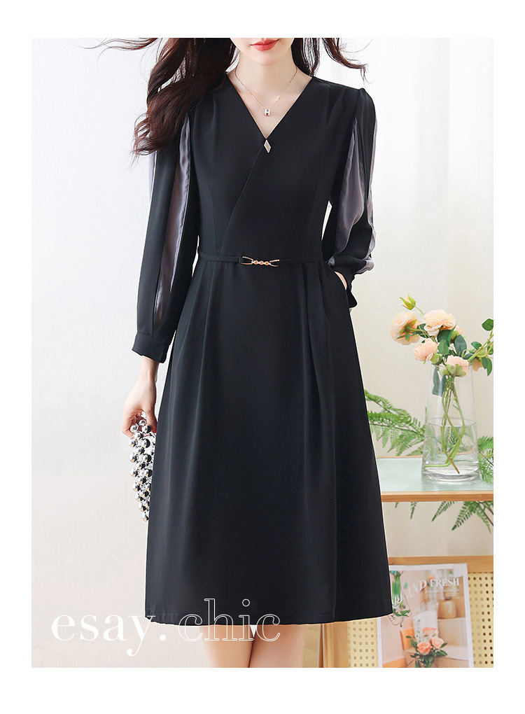 2024 real de mediana edad mamá vestido de aire vestido de otoño nuevo vestido de mujer primavera otoño temperamento de alta gama manga larga falda pic 3