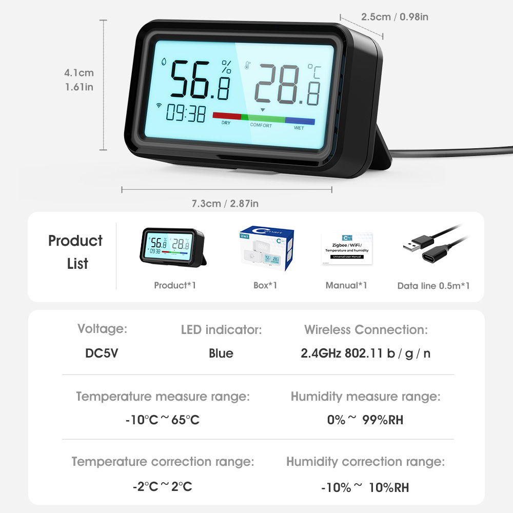 Tuya Smart Home WiFi/zigbee temperature and humidity sensor with time wireless electronic thermometer detection pic 21