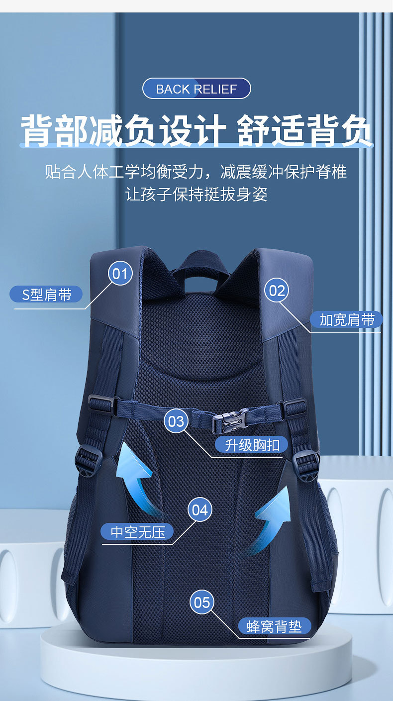 2023新款男女孩书包小学生1-3-6-9年级大童初中生大容量双肩背包详情6